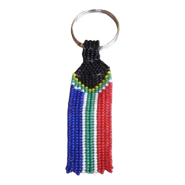 Beaded Key Ring SA Flag Long