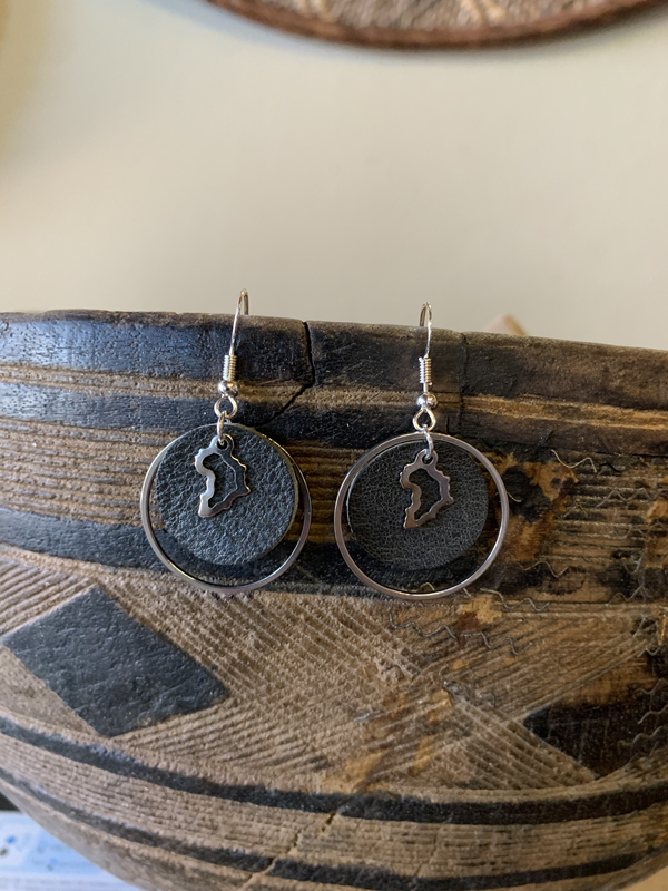 Brooklyn Leather Hoops with Africa Earrings - Image 5
