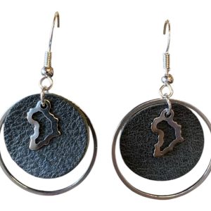 Brooklyn Leather Hoops with Africa Earrings