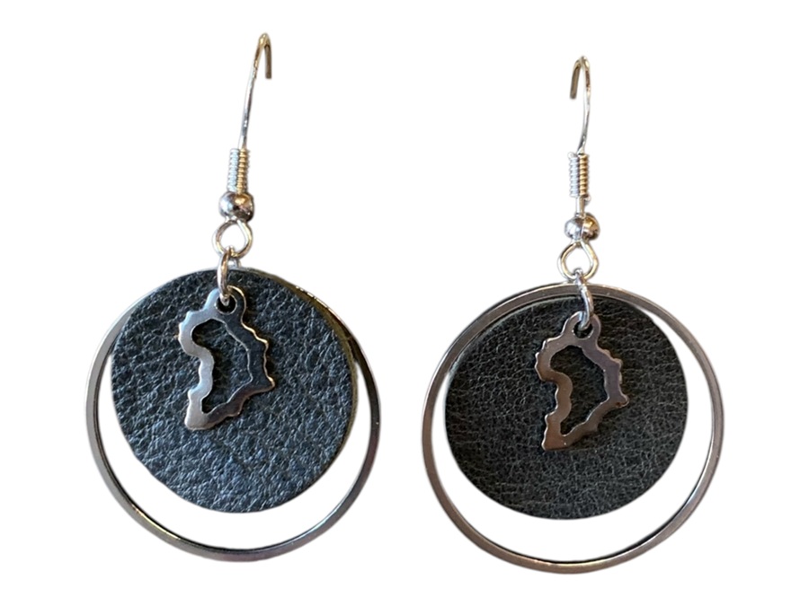 Brooklyn Leather Hoops with Africa Earrings