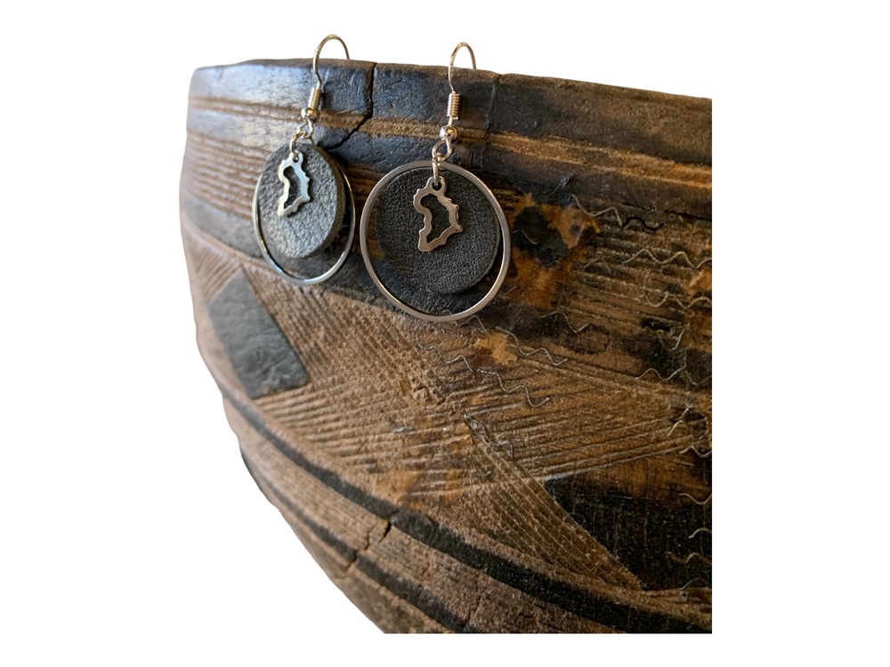 Brooklyn Leather Hoops with Africa Earrings - Image 3