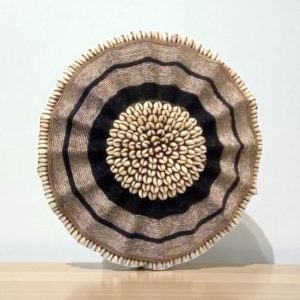 Cameroon umbrella beaded shield gold, black and cowrie shells 30cm