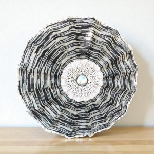 Cameroon umbrella beaded shield multi black and white 30cm