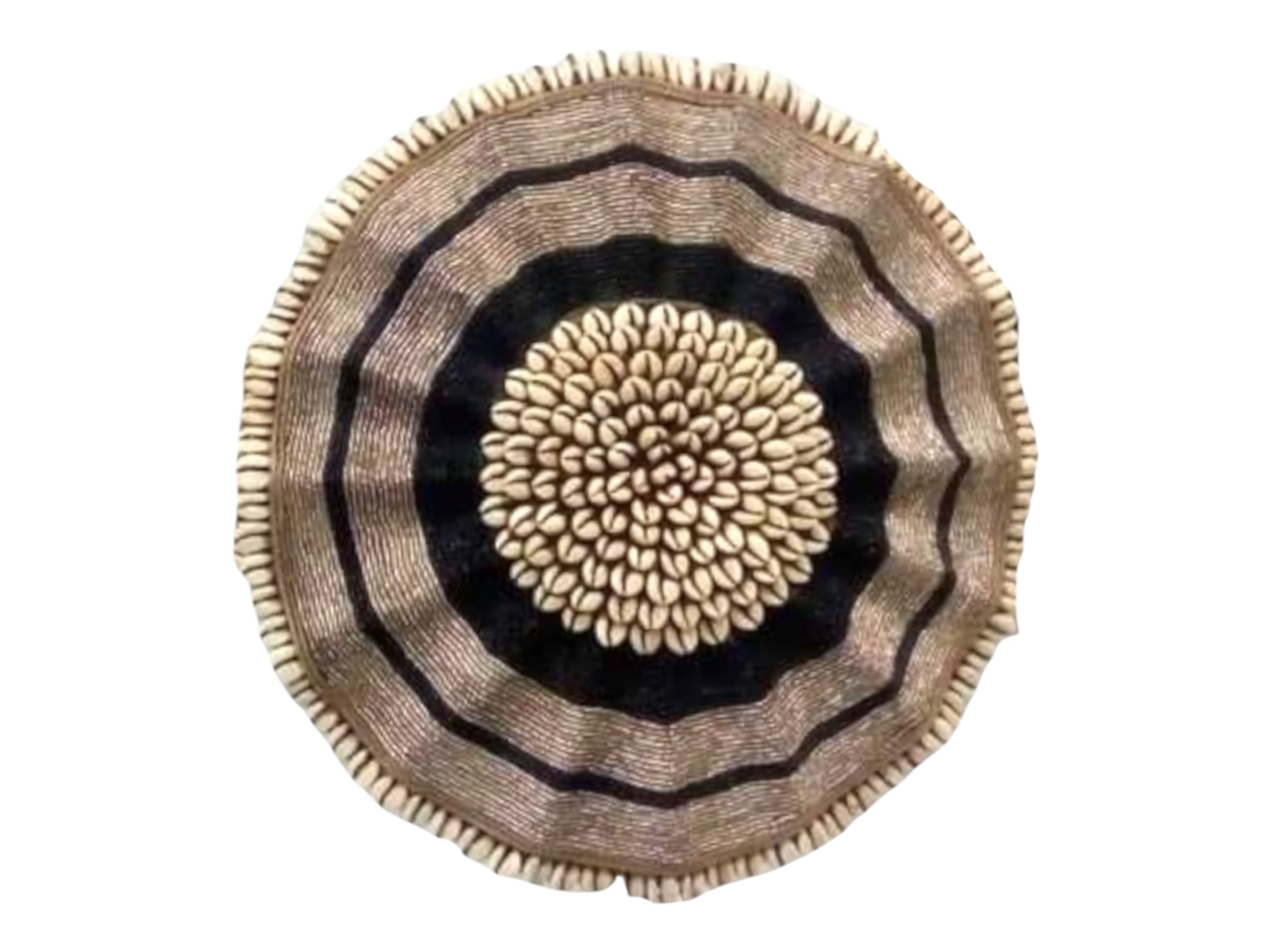 Cameroon umbrella beaded shield gold, black and cowrie shells 30cm - Image 2