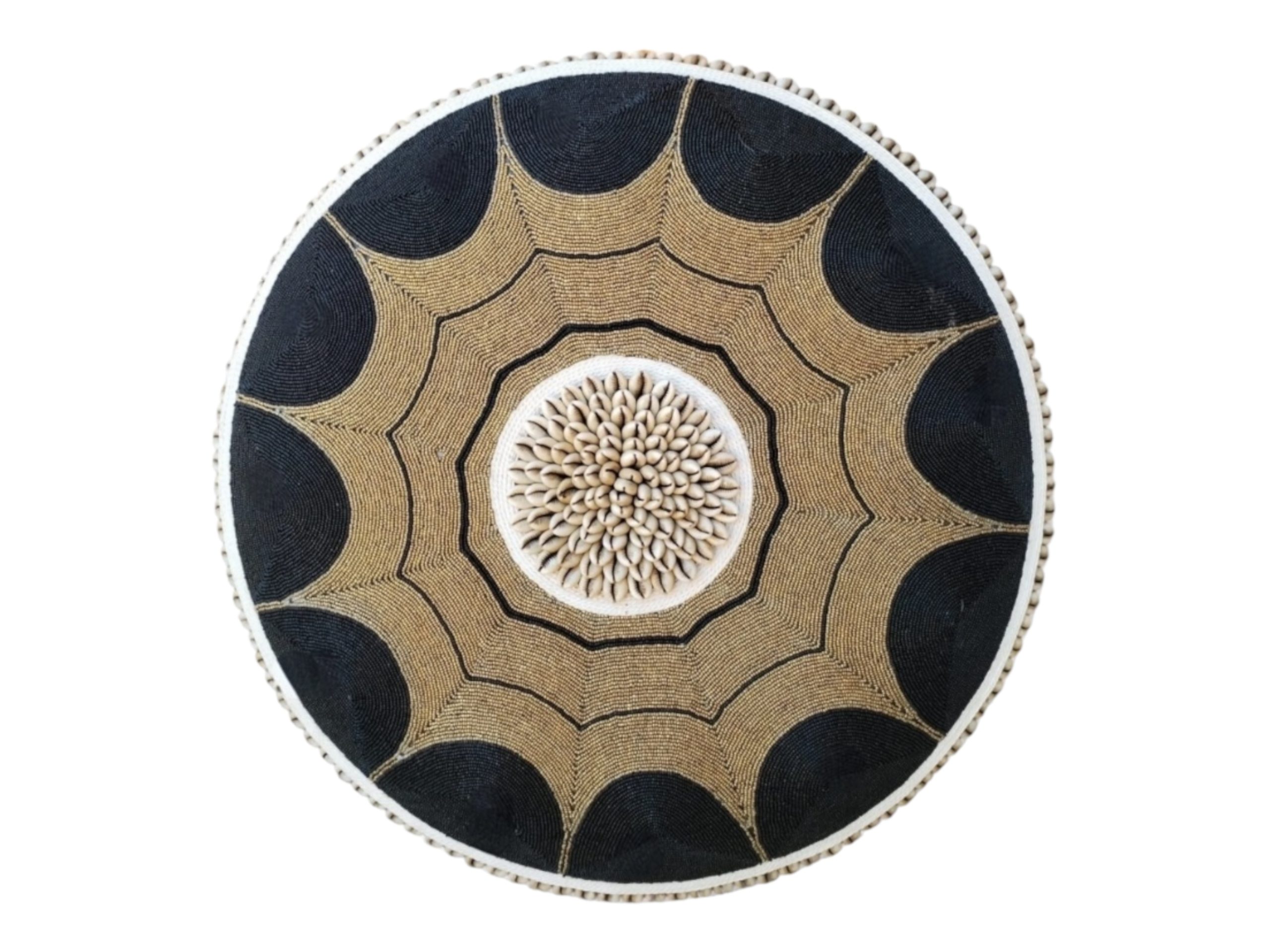 Cameroon beaded shield black and gold 30cm