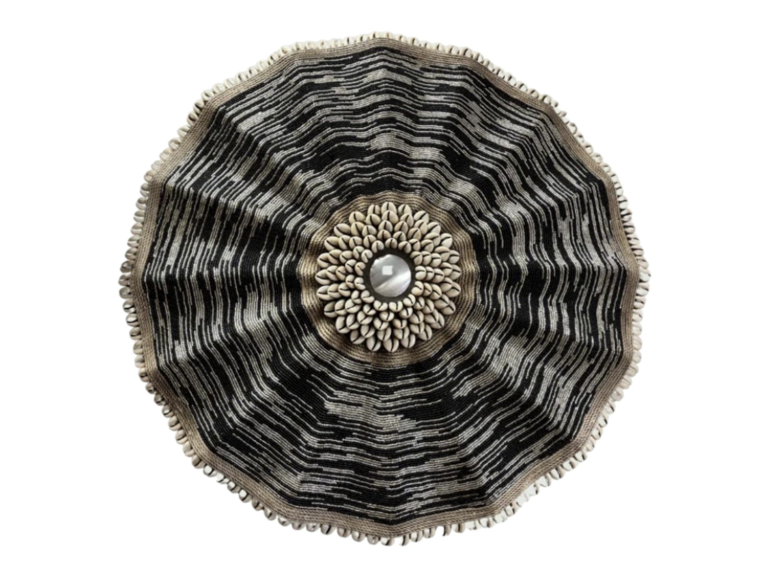 Cameroon umbrella beaded shield multi black and white 30cm - Image 2