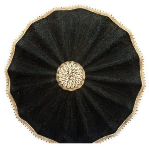 Cameroon umbrella beaded shield black and cowrie shells 30cm