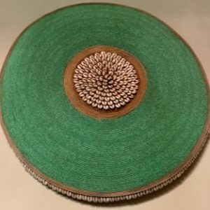 Cameroon beaded shield light green and cowrie shells 30cm